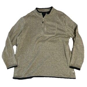 Magellan Shirt Mens 2XL Classic Fit LS Pullover Crew Neck Zip Chest Pocket TAN